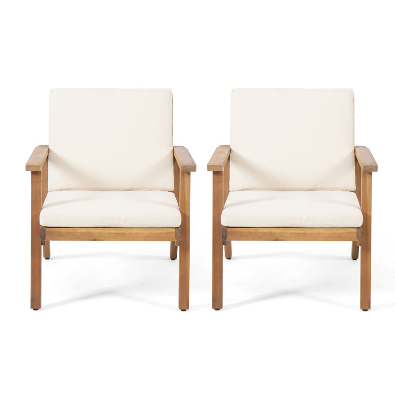 Channing Wood Outdoor Lounge Chair, Brown Patina, Cream