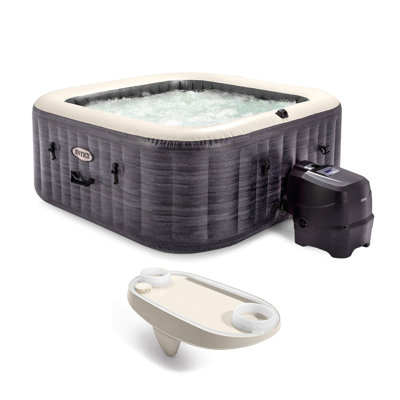Intex 120 Volt Plastic Square Inflatable Hot Tub in Gray