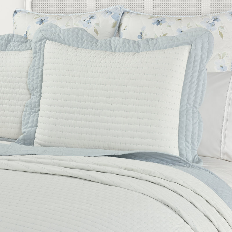 King Size Blue and White Quilted Cotton Sham
