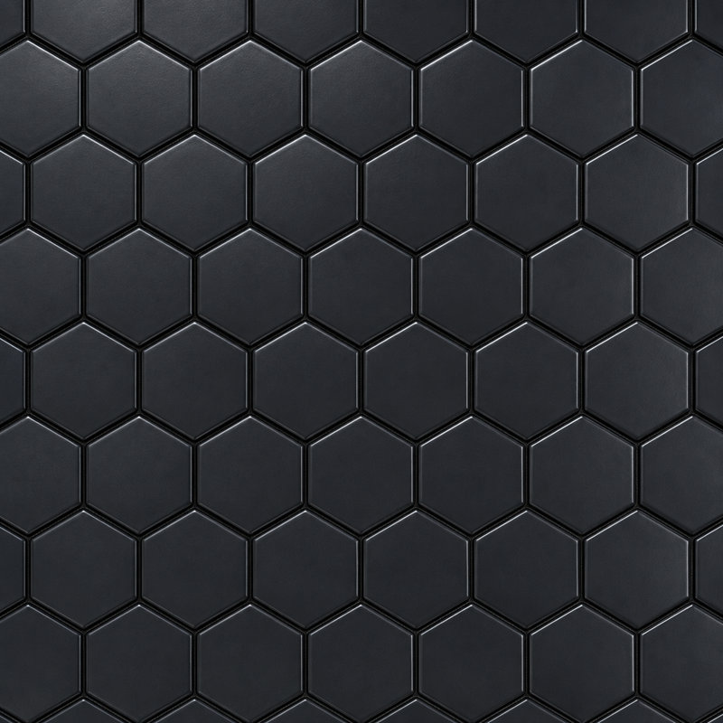 Mosaïques Tuxedo Hexagone Noir de 5 cm, Hexagone noir de 2 pouces