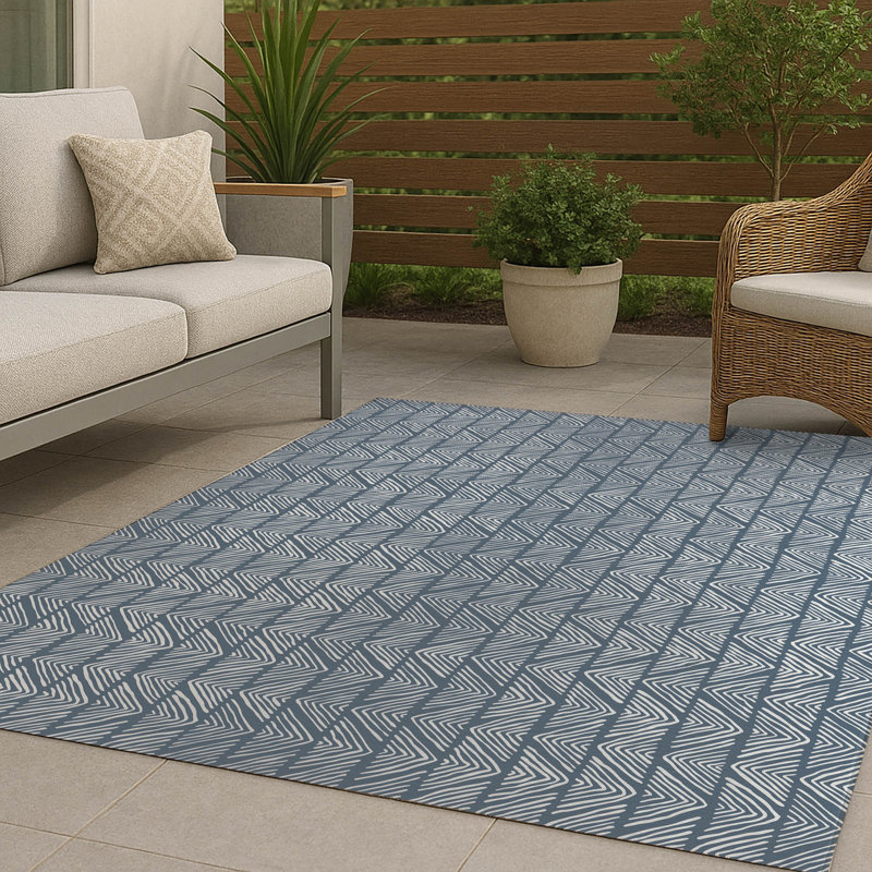 Tapis d'extérieur à rayures antidérapantes Chev, Rectangulaire 8 pi x 10 pi