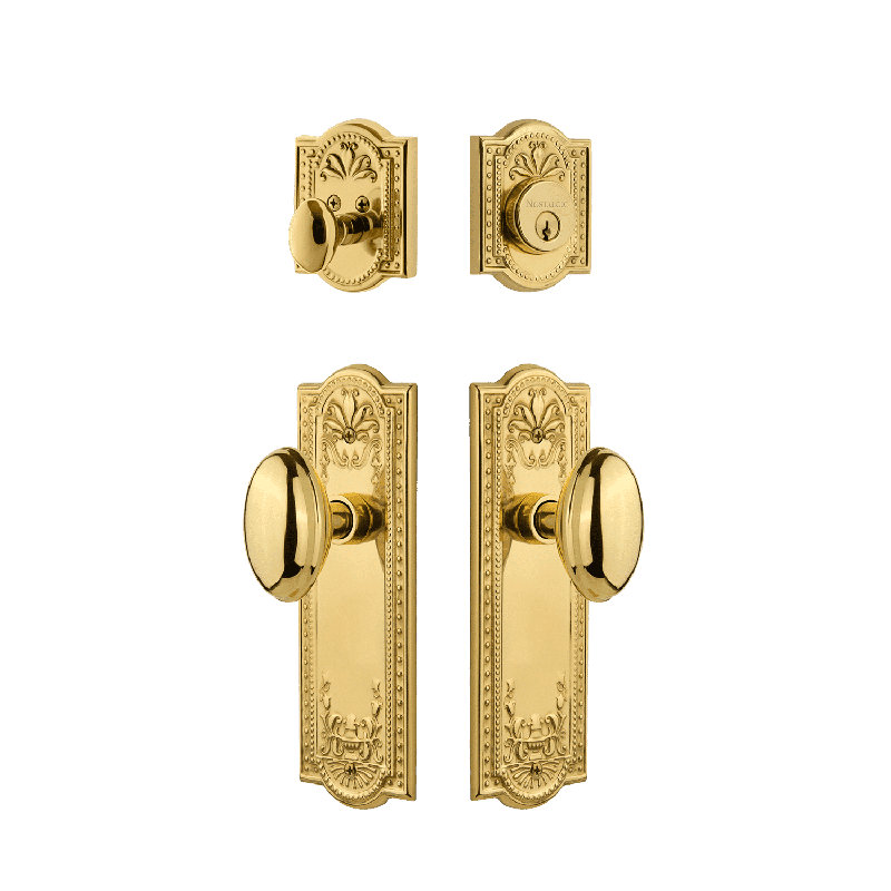 Nostalgic Warehouse Meadows Entry Set with Homestead Knob, Unlacquered Brass, 2.75