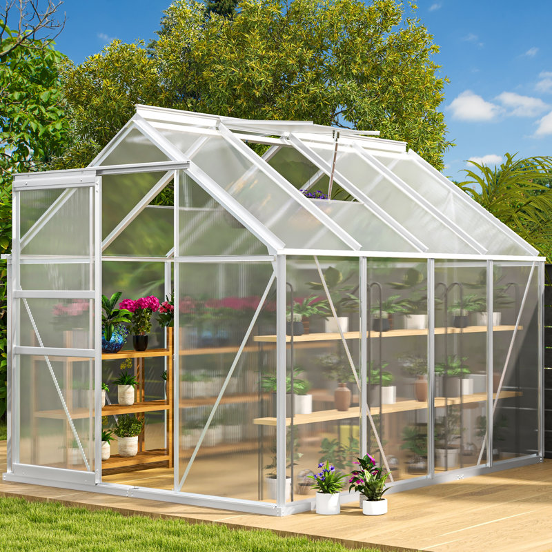 Balconera Greenhouse With Aluminum Frame, PC Panels, Silver, 76.8"H x 74.4"W x 100.8"D