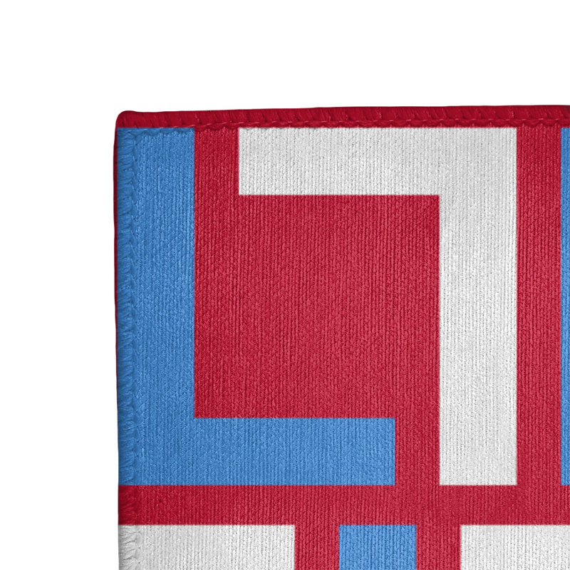 Tapis géométrique rouge / bleu / blanc, Rectangle 3 pi x 5 pi