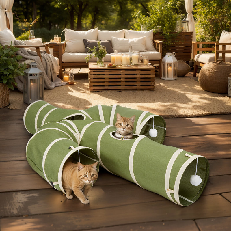 Collapsible Cat Tunnel Cactus-Shaped, 10" H x 52" L x 39.4" W