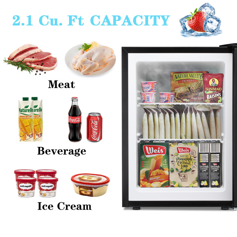 2.1 Cubic Feet Undercounter Upright Freezer with Adjustable Temperature Controls, Black