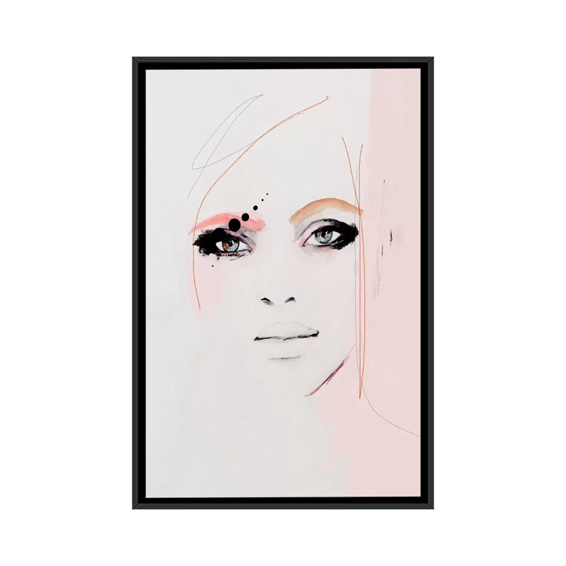 « baiser baiser », impression sur toile, H 26 po x l 18 po x P 1,5 po, Toile avec cadre noir, Pas de tapis