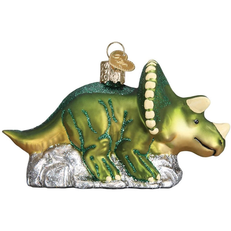 Ornement de Noël en verre soufflé Old World pour arbre de Noël, Triceratops