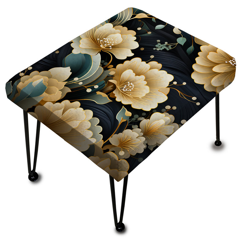 Repose-pieds bleu et beige à motif cachemire Elegance I
