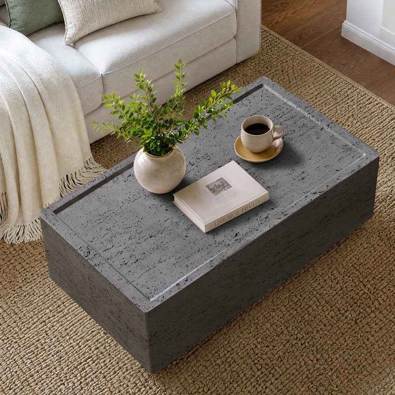Table basse 40 po d'intérieur moderne en béton pour salon, Dark Grey