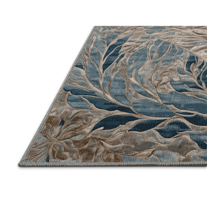 Tapis gris lavable à la machine, Rond 8 pi