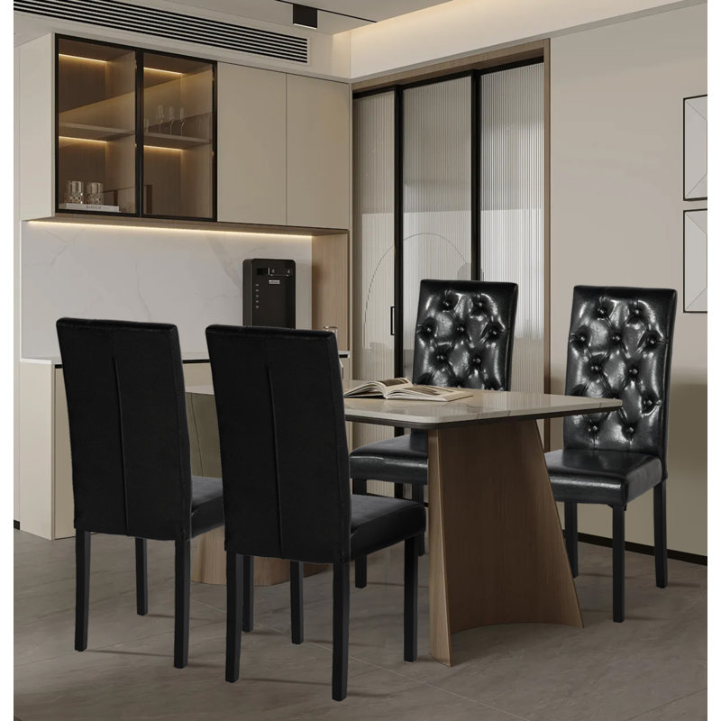 Kaarlo 47cm H Tufted Upholstered Parsons Chair, Black