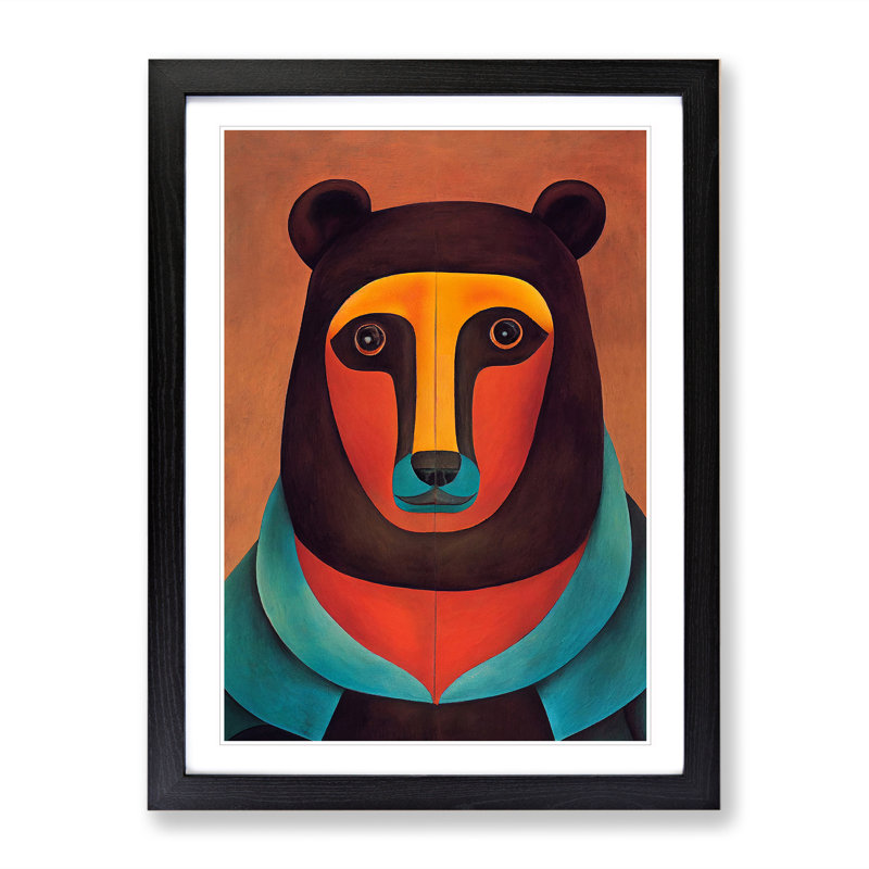 XV1022-4714X Traditional Bear No.4 Abstract - Print, White, Black Framed Paper, 36cm H x 27cm W