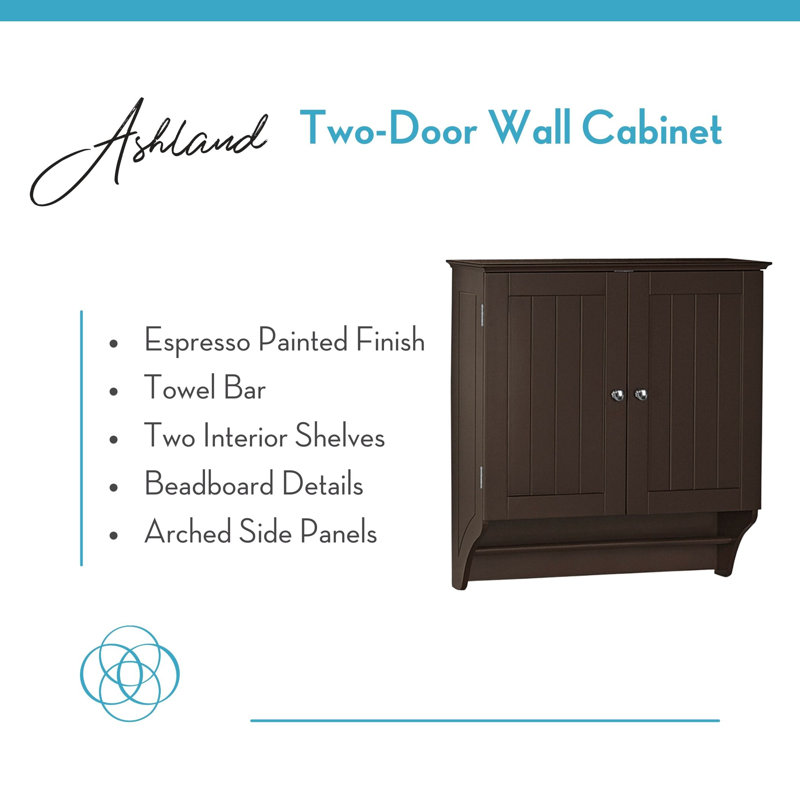 Espresso Two-Door Wall Mounted Medicine Cabinet with Towel Bar