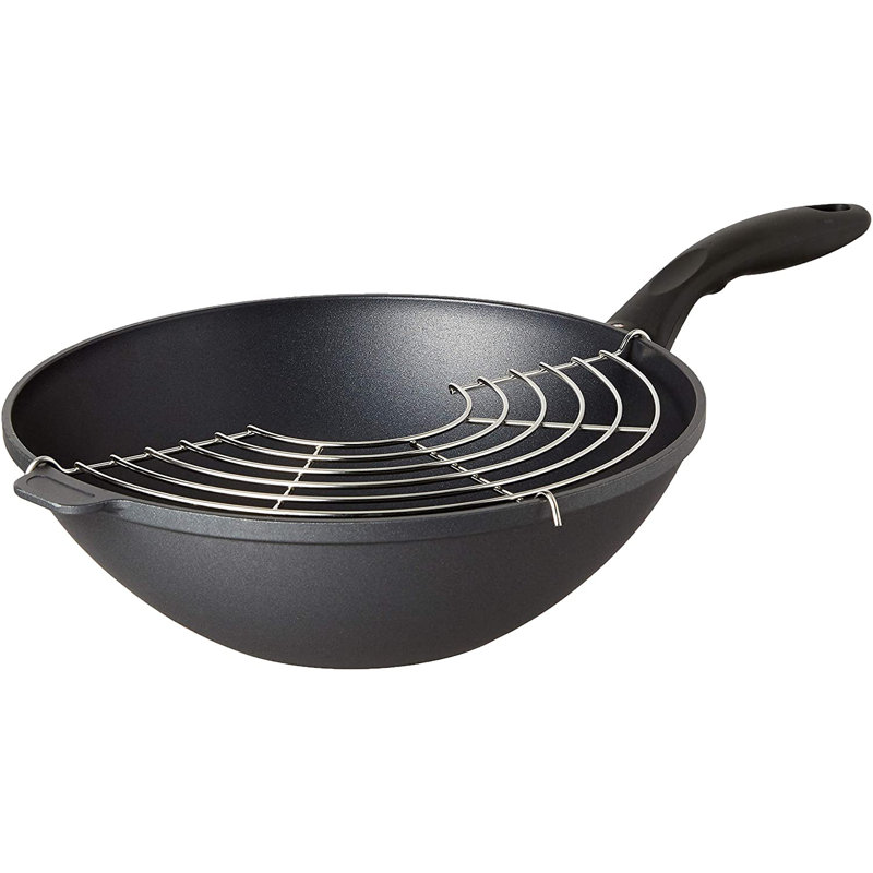 Wok with Round Bottom and Lid, 3.35" H x 11.8" W x 3.35" D