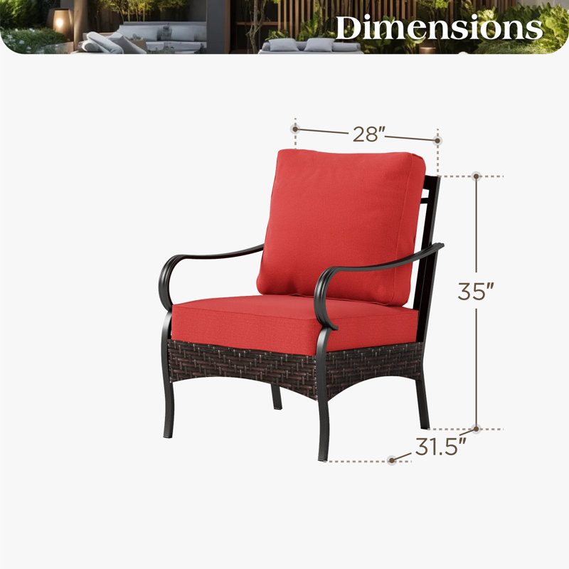 Patio Lounge Chairs With Cushions (set Of 2), Red