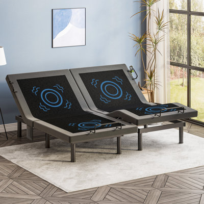 Base de lit à massage réglable avec anti-ronflement, zéro gravité, télécommande sans fil