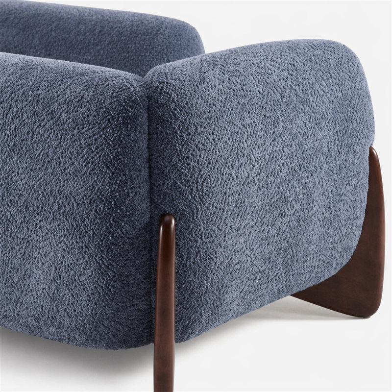 Canapé 82 pouces Boucle Sherpa, Boucle bleu marine