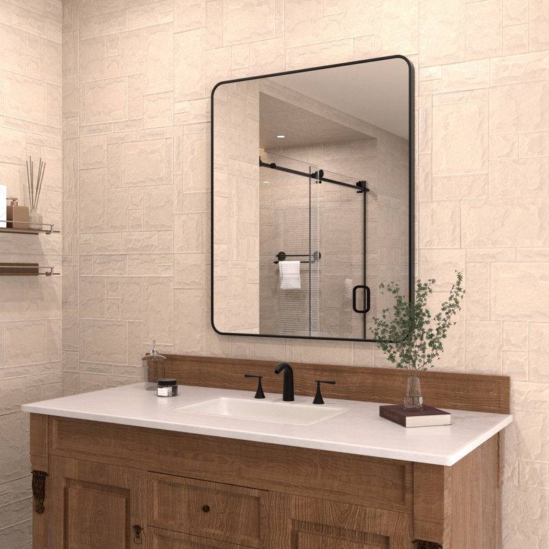Cosy 30 in. W x 36 in. H Rectangular Modern Framed Wall Bathroom Vanity Mirror in Matte Black, Matte Black, 30" x 36"