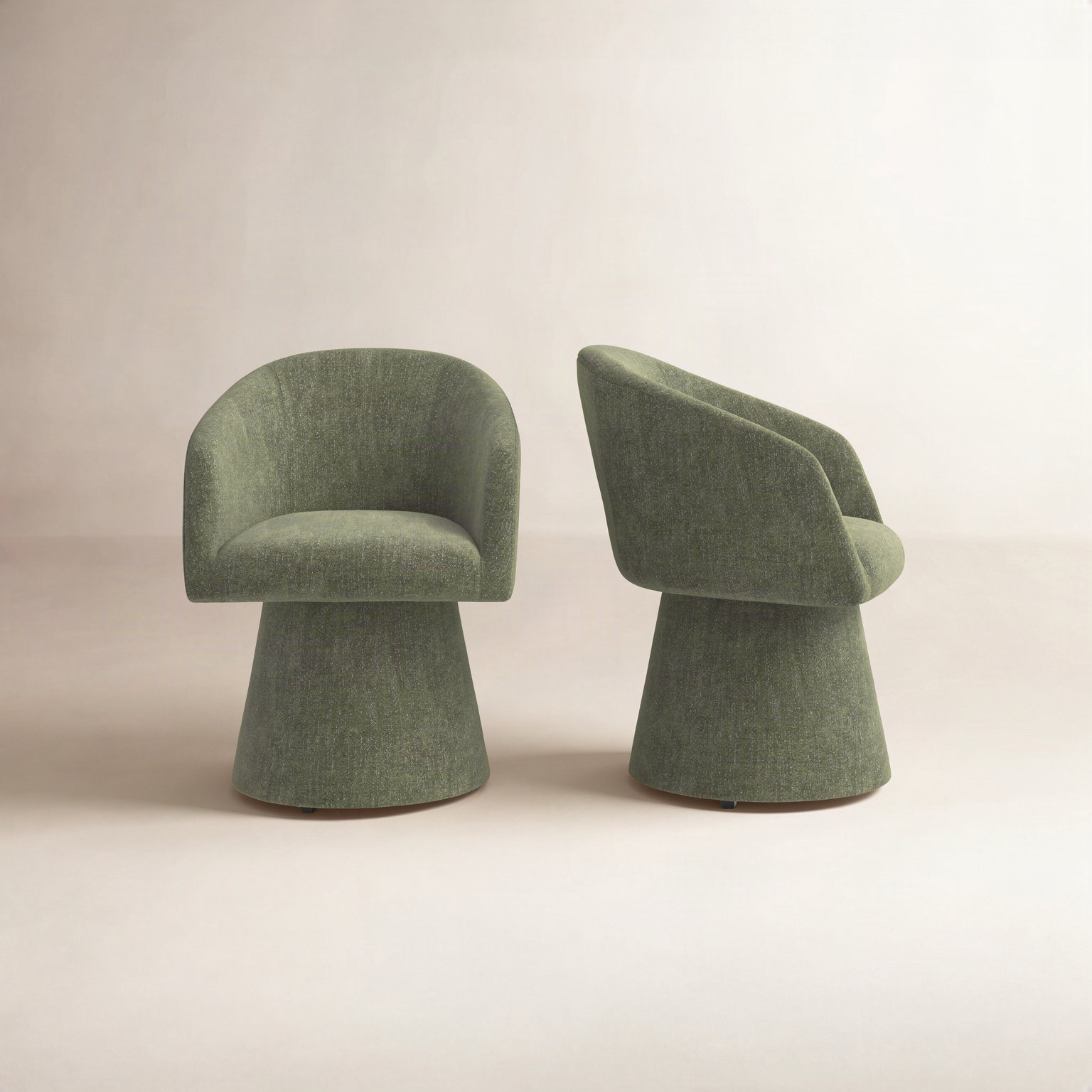 Kyo Swivel Dining Armchair, Mellow Forest Chenille