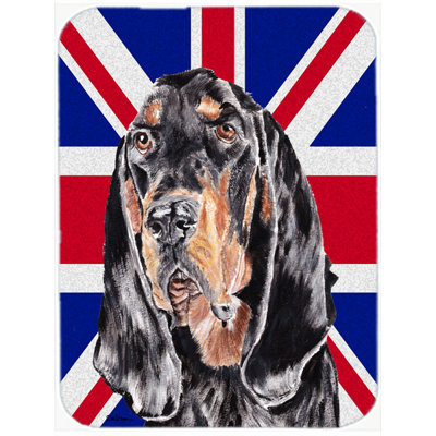 Coonhound à trésors avec panneau de coupe en verre à drapeau anglais britannique caroline Union Jack