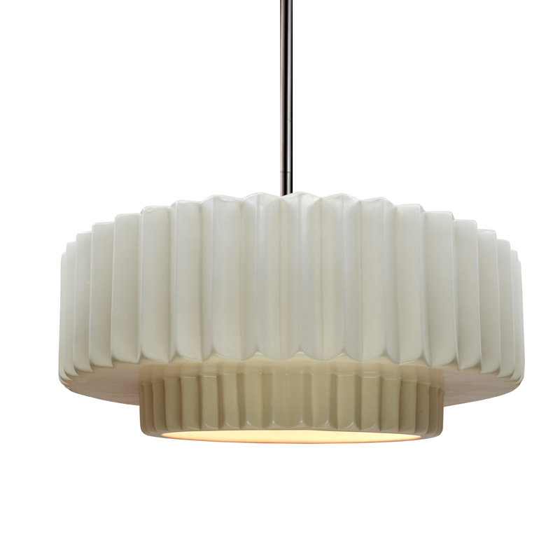 Luminaire suspendu 1 lumière Meydan, H 5,25 po x l 14,5 po x P 14,5 po, Blanc mat, Nickel brossé
