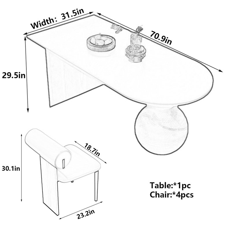 Ancient Style Half-Round Dining Table, 29.5"H x 70.9"L x 31.5"W, White