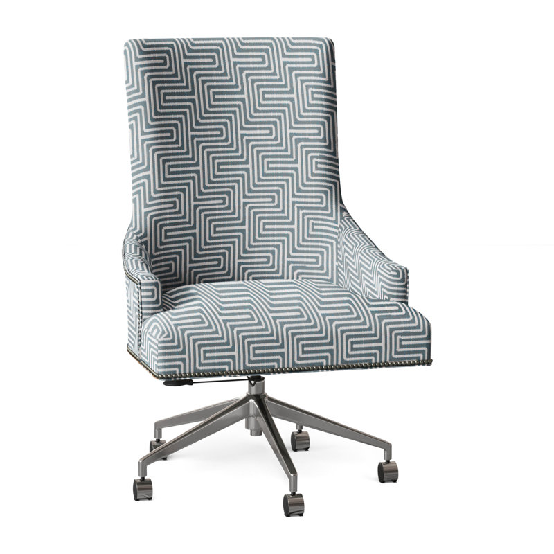 Ashton Task Chair, Aged Bronze, Perigold Aspen Flannel Light Gray