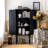 Mid-Century Modern Black Solid Wood Sideboard