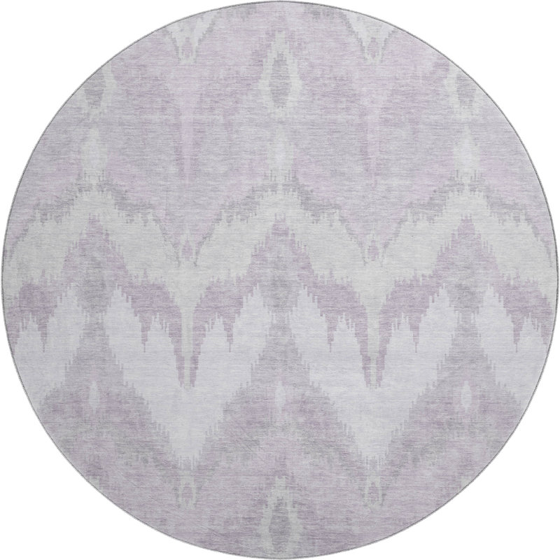 Premium Machine Washable Prisco Lavender Rug, Round 8'