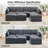 Sarang 128.61" Modern 8 Seats Upholstered Cloud Sectional Sofa With Ottomans-634335286