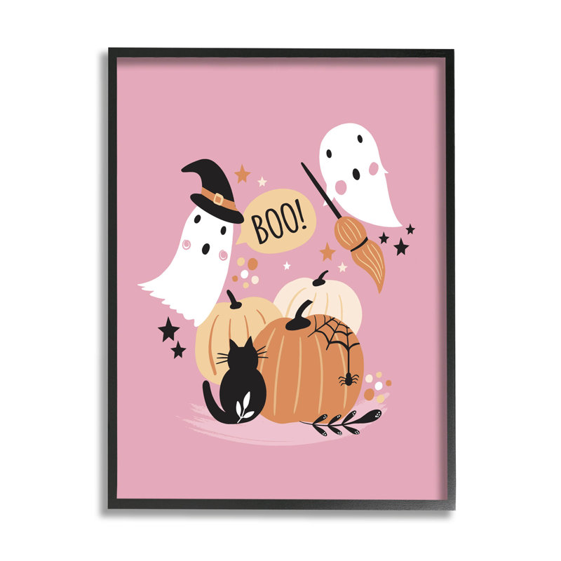 Pink Boo - fantômes d'Halloween - 231, Giclée encadrée noir minuit, H 30 po x l 24 po x P 1,5 po