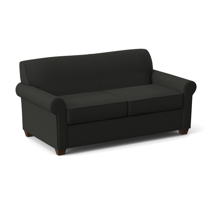Finn Rolled Arm Sofa with Reversible Cushions, Montana Walnut, Cardigan Coal, 34" H x 75" W x 36" D