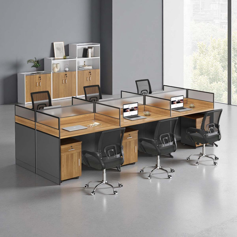 Rectangle 6 Person Office Cubicle Desk, 43.3'' H X 142.52'' W X 47.24'' D