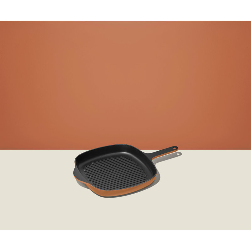 10.5" Enameled Cast Iron Grill Pan, Rust