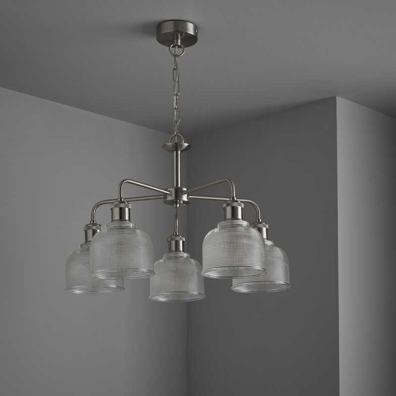 Shafer 5-Light Shaded Chandelier, Satin Silver
