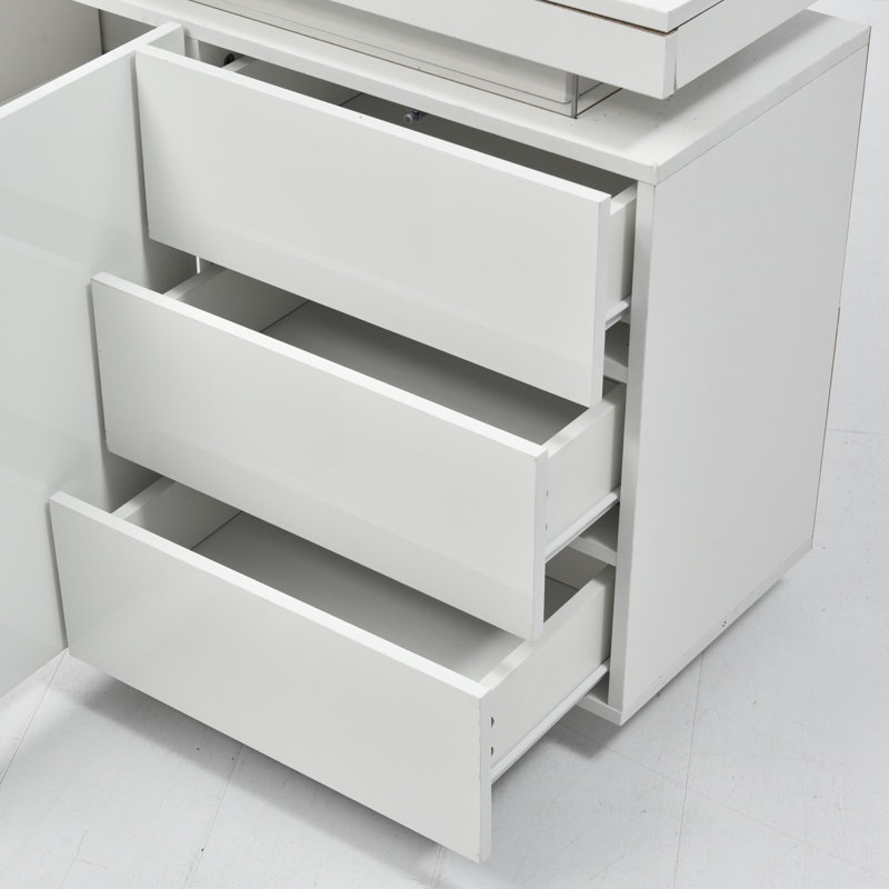 Sideboard With 16-Colour LED Lights  With 2 Doors & 3 Drawers High Gloss Sideboard