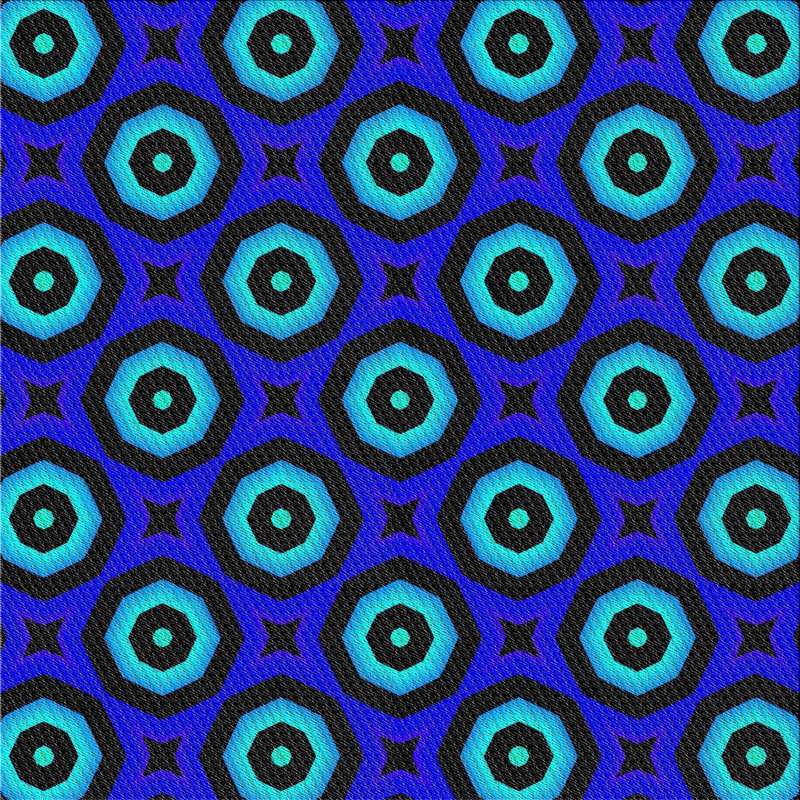 Tapis vert/bleu à motifs, Carré 3 pi
