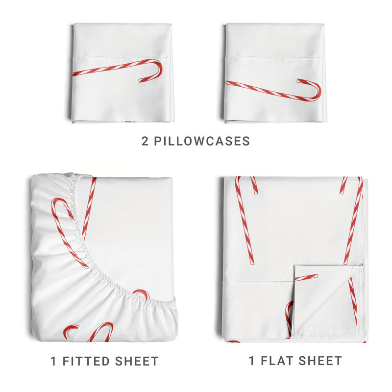 Christmas Sheet Set, Festive Holiday Bedding, Soft & Cozy, Wrinkle Free Bed Sheets, King Sheet Set + 2 Pillowcases