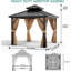 Pavillon de jardin à toit rigide avec double toit, filet et rideaux, cadre en aluminium pour l'extérieur-119340979-119340980