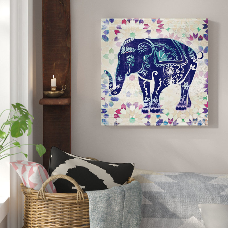 « paint éléphant ii », reproduction d’impression sur toile tendue, H 16 po x l 16 po x 1,5 po