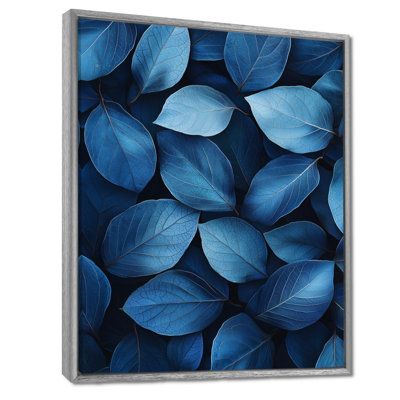 Durham Midnight Blue Leaves Tranquility II - feuilles, art mural encadré