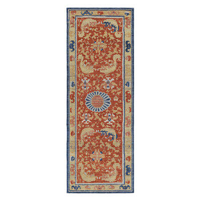 Rug & Kilim's Chinese Style Runner Rug In Burnt Orange With Kirin Pictorials