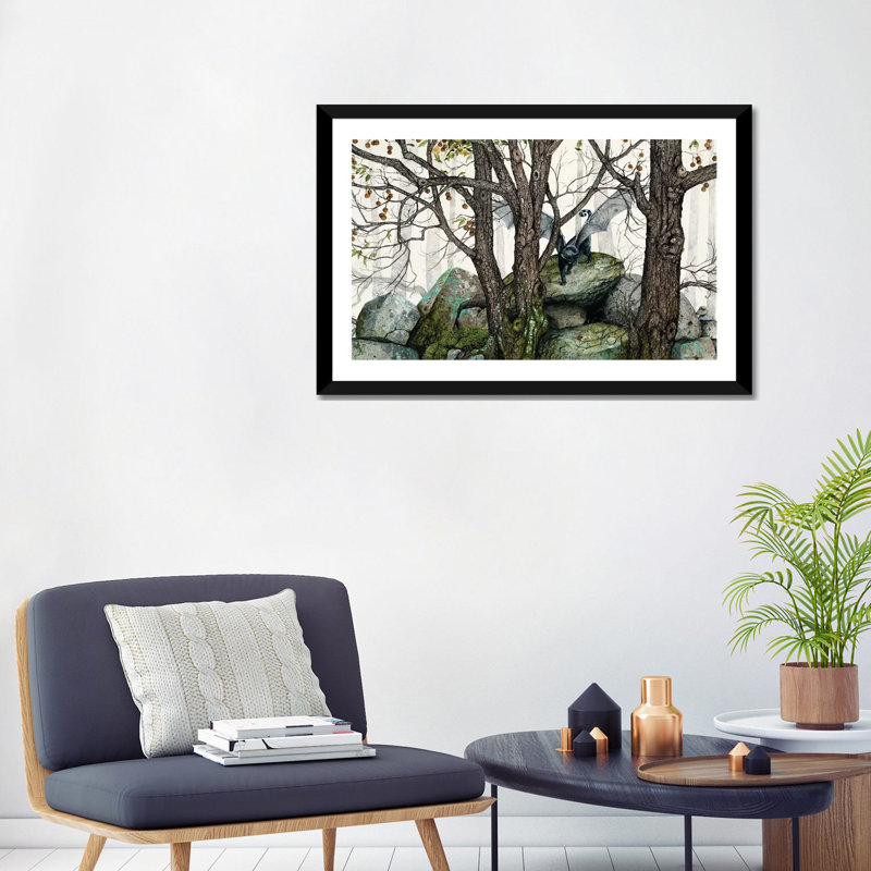 La nature par Maggie Vandewalle - Peinture, H 24 po x l 32 po x P 1 po, Blanc, Papier encadré noir