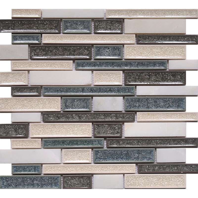 Urban Random Sized Glass Linear Mosaic Wall Tile
