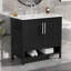 Meuble-lavabo moderne de 36 pouces avec lavabo, rangement multifonctionnel, cadre en panneau de fibres à densité moyenne durable et lavabo en céramique