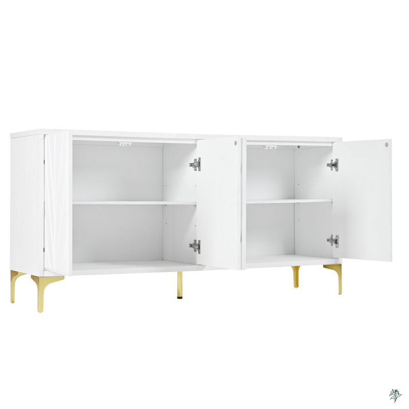 Buffet bahut bahut avec poignées et portes, Blanc