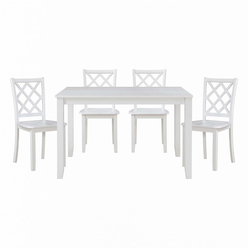 Classic Transitional 5Pc Dining Set, White
