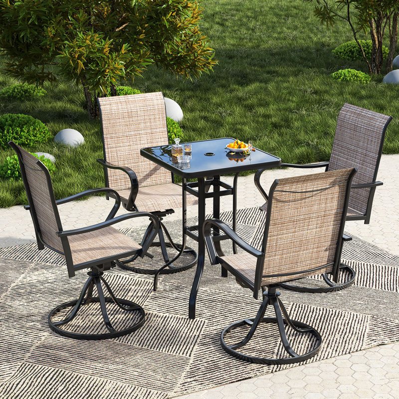 Ensemble de 4 chaises de salle à manger en acier pour l'extérieur, 4
