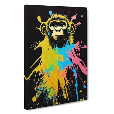 Paint Splash Monkey No.1 - Wrapped Canvas